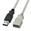 USB2.0延長ケーブル（3m・ライトグレ