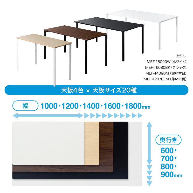 シンプルデスク ワークデスク 平机 高耐荷重 eテーブル 幅180cm 奥行80cm 高さ80cm 薄い木目【受注生産品】 MEF-18080LM80 サンワサプライ [3]
