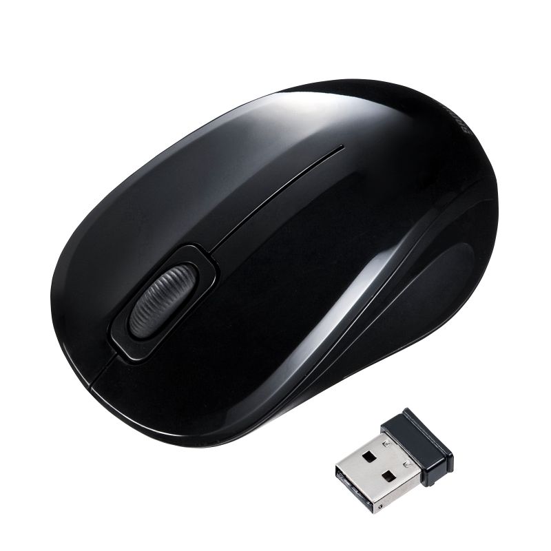 マウス ワイヤレス 無線 静音 抗菌 USB Aコネクタ 3ボタン 2.4GHz ブルーLED パソコン PC Windows Mac ブラック MA-W…