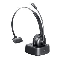 Bluetoothヘッドセット 通話用 単一指向性 ノイズキャンセル機能 充電クレードル付き PC スマホ タブレット 両耳対応 ミュート機能 無線 Type-C MM-BTMH67BK