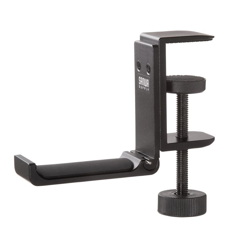 折りたたみ式バッグハンガー クランプ固定 金属製ハンガー ヘッドホンホルダー ヘッドホンスタンド ヘ..