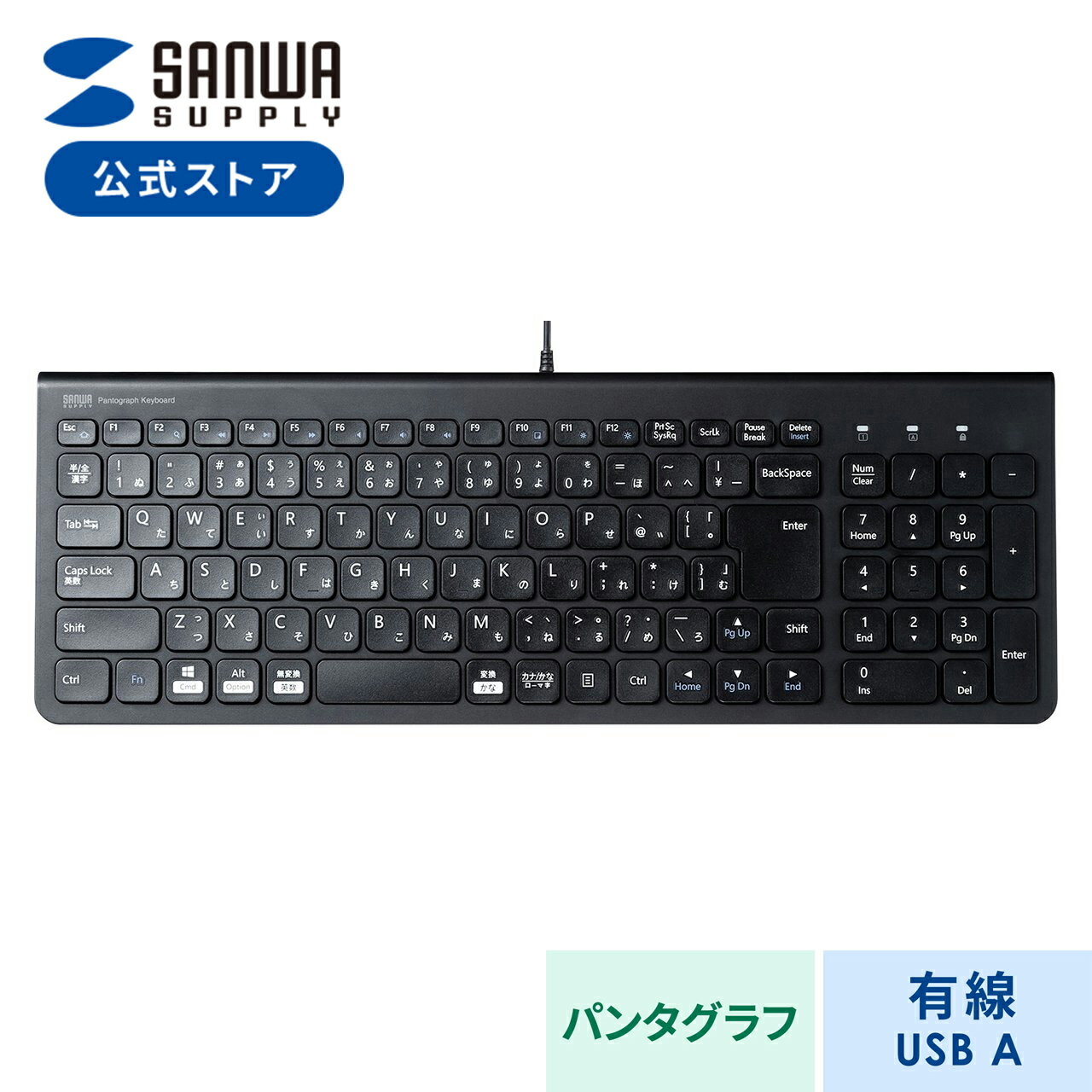 USBキーボード(コンパクト・スリム・パンタグラフ・テンキー付き・ブラック) SKB-SL31BK サンワサプライ