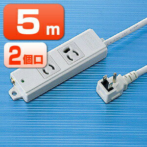 電源タップ業務用タップ3P2口5m抜け止めコンセント仕様L型プラグマグネット付アース付絶縁キャップ付コンセントOAタップ延長コー