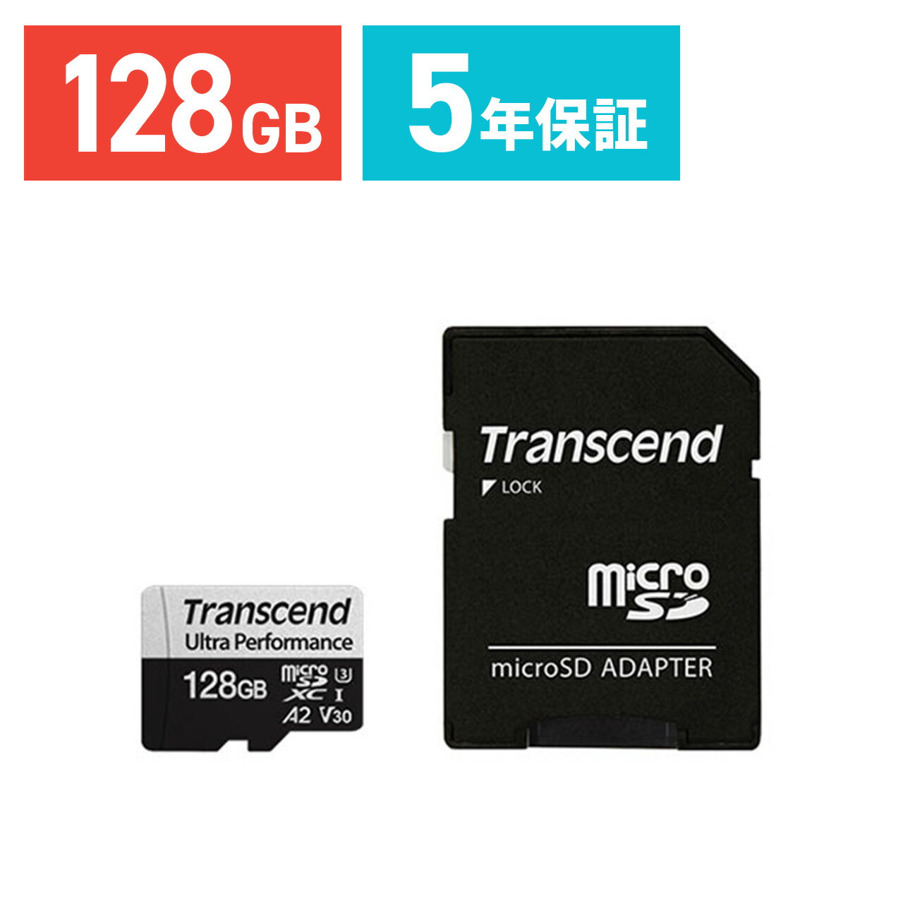 【5/15限定！抽選で100％ポイント還元 】Transcend microSDXCカード 128GB Class1UHS-I U3 A2 V3ゲーミングカード SDカード変換アダプタ付 TS128GUSD340S