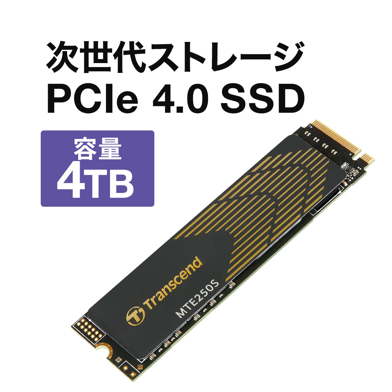 【火曜限定 クーポンで3000円OFF】SSD 4TB PS5 動作確認済 M.2 NVMe 1.4準拠 PCIe Gen4×4 3D NAND Transcend製 TS4TMTE250S