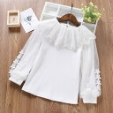 子供服 女の子 ブラウス 長袖 フォーマルブラウス キッズ トップス シャツ ジュニア レース 子供 ホワイト 白 ガールズ フリルブラウス おしゃれ カジュア...
