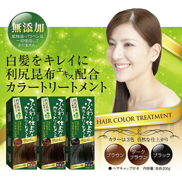 【5本セット】ふんわり仕上がるカラートリートメント 200g ヘアカラー カラーリング トリートメント 白髪染め 白髪隠し 髪染め 毛染め 天然 無添加 利尻昆布 シャンプー ヘナ 利尻ヘアカラートリートメント