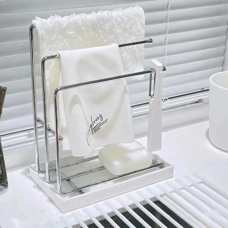 Towel Hangers - 水切りぞうきんハンガー、食器洗浄用クロスハンガー、キッチンラック、多機能収納ラック、タオルハンガー、スチール製、丈夫、防水・防錆、簡単に水を切ることができ、早く乾燥します。