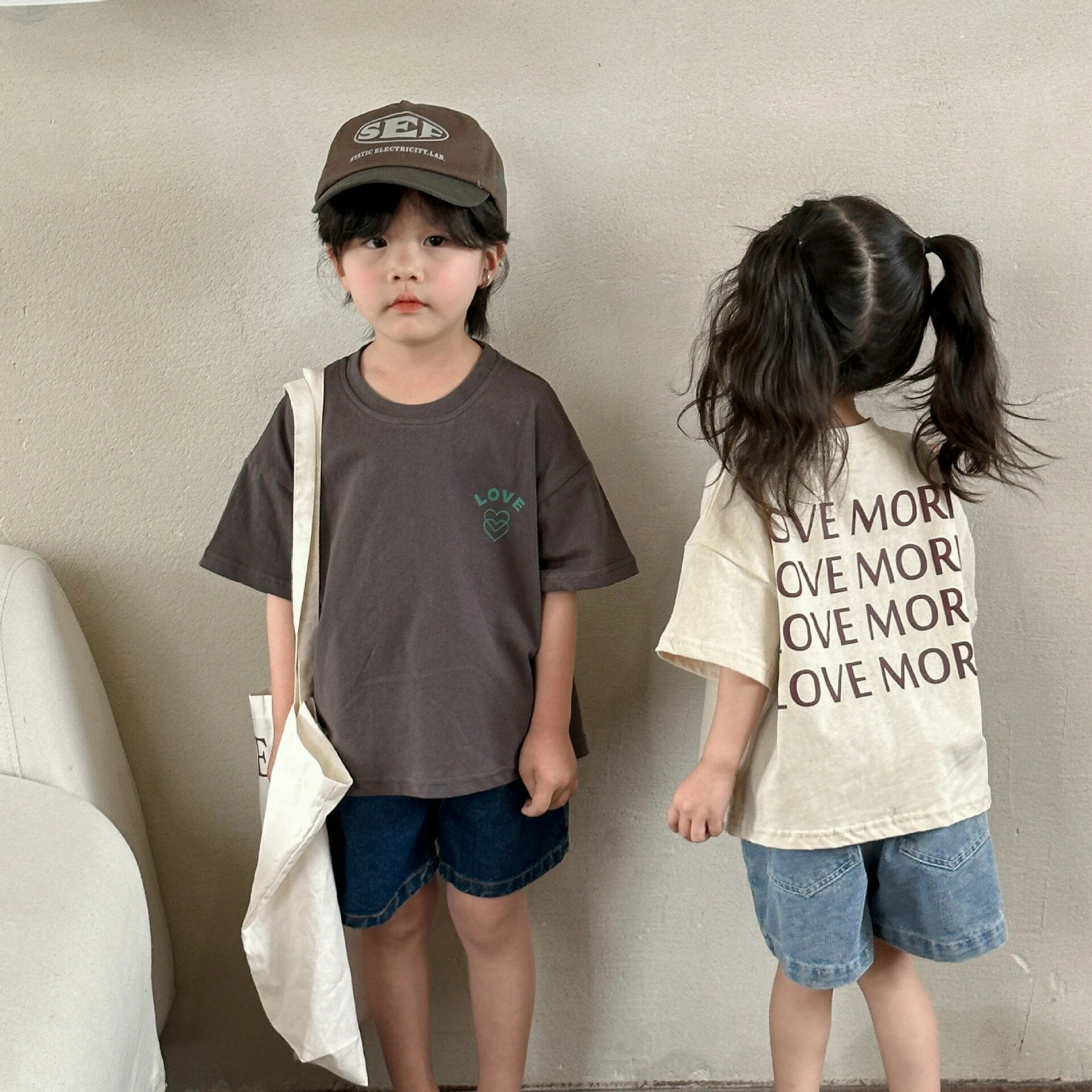 乐天商城 - 子供服 綿100 プリントTシャツ 女の子 男の子 兄弟 姉妹 半袖Tシャツ キッズ ジュニア ベビー トップス 可愛い かわいい リンクコーデ カットソー カジュアル ハートプリント 通園 通学 子ども こども