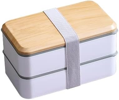 乐天商城 - お弁当箱 二段 ランチボックス 弁当箱 軽量 シンプル おべんとう箱 メンズ レディース 漏れ防止 仕切り 木蓋 電子レンジ 対応 洗い簡単 通勤通学 運動会 ピクニック アウトドア (ホワイト 1