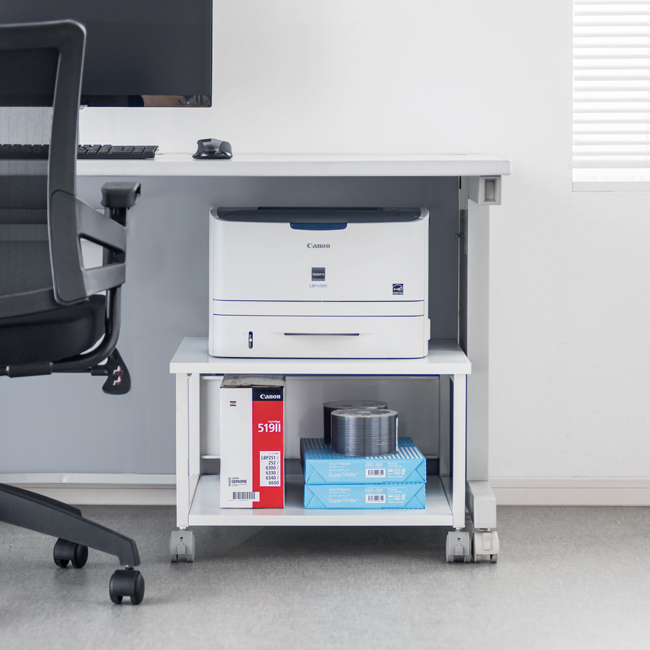 プリンタ台 2段 高さ35cm 幅52cm 奥行52cm レーザープリンタ インクジェットプリンター キャスター付き..