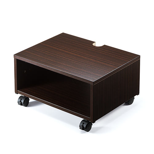 キャスター付き プリンタ台 高さ24cm 1段 木目柄 ブラウン テレビ台 マルチワゴン [100-PS012M]