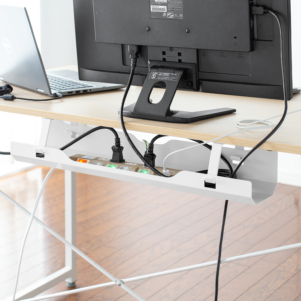 ケーブルトレー 配線受け ケーブルオーガナイザー デスク固定タイプ スチール金属製 電源タップ ケーブル収納