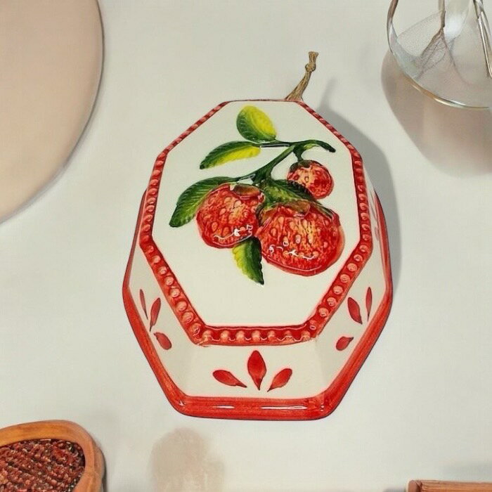 ウォールデコレーション ストロベリー いちご イチゴ 苺 ヨーロッパ製 イタリア製 陶器 壁飾り カラフル かわいい インテリア オブジェ BRE-195L-ST [3]