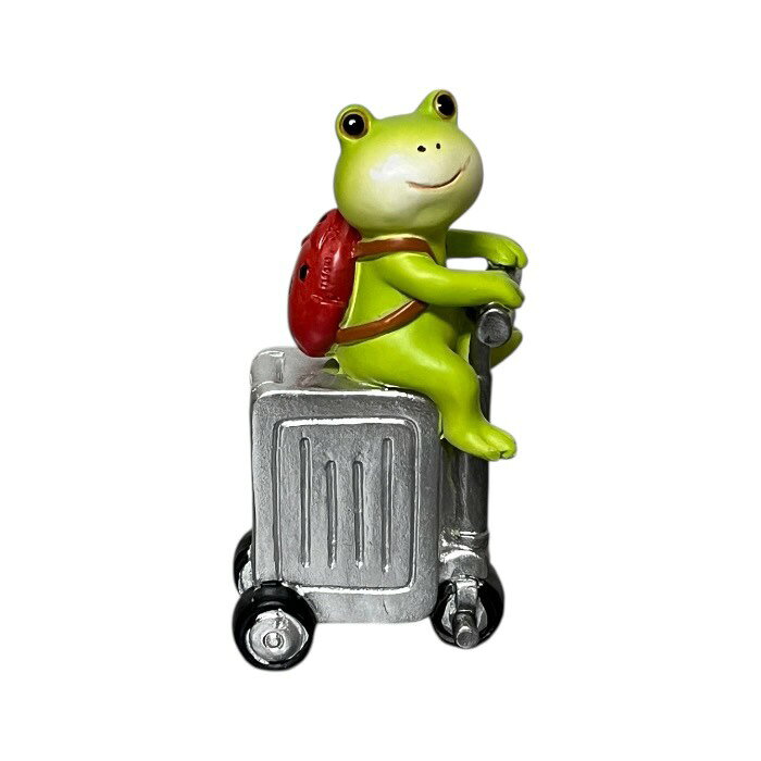 ミニチュアアニマル ぽっちゃり蛙トラベル 旅行 スーツケース カエル かえる アマガエル 置物 オブジェ インテリア プレゼント ギフト かわいい 癒し 手のひらサイズ EV19255A [3]