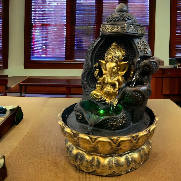 流水のオブジェ 縁起物 ガネーシャ AT24009 象 ヒンドゥー教 置物 神仏 金運アップ 開運  ...