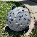 ネコ 香炉 青花 癒し リラクゼーション ガーデニング 陶器 プレゼント ギフト 敬老の日 母の日 父の日