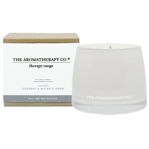 Therapy Range セラピーレンジ Essential Oil Soy Wax Candle エッセンシャルオイル ソイワックスキャンドル Coconut&Water Flower ココナッツ&ウォーターフラワー Unwind (アンワインド/くつろぎ) 【蓋付き】【ルームフレグランス】【アロマ】【芳香剤】【植物性】