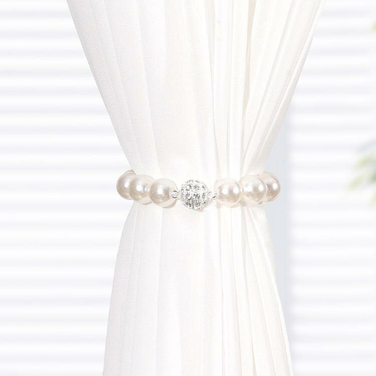 マグネット カーテンホルダー ホルダ タッセル パール 2個セット ふさかけ カーテ...