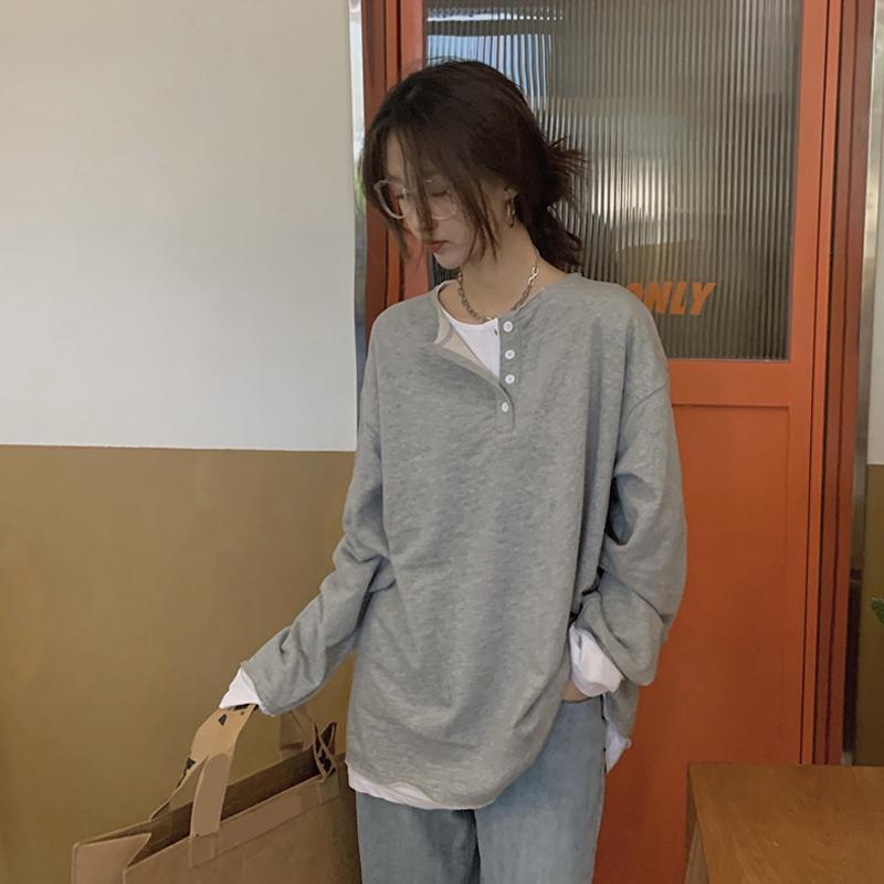 Rakuten - レイヤード フェイクレイヤード 秋 プルオーバー ボタンダウン レディース 冬 長袖 トレーナー 春 トップス 重ね着風