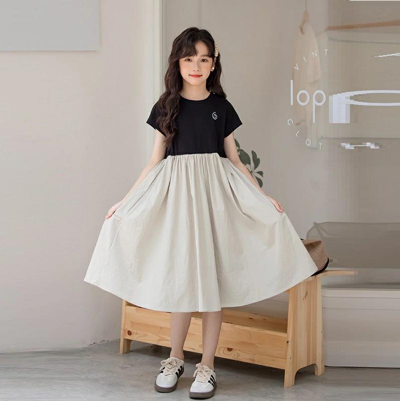 女の子 大きいサイズ 小学生 ワンピース 子供服 きれいめ 半袖 中学生 韓国子供服 ...