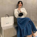 デニムスカート ロングスカート マキシ丈 大きいサイズ Aライン サーキュラースカート プリーツスカート レ ロング丈 スカート