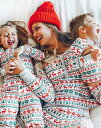 ママ オールインワ 子供 親子ペアルームウェア ベビー パパ 家族部屋着 クリスマス元素プリント 長袖パジャマ上下セット