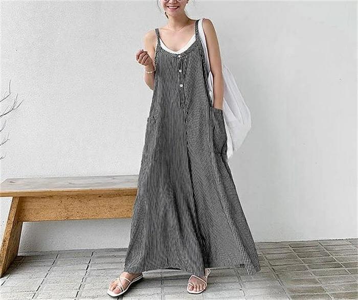 体型カバー オーバーオール ゆったり 大きいサイズ レディース サロペット 重ね着 可愛い キャミサロペット 大人 ワイドパンツ