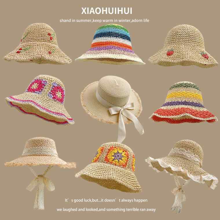 リボン 日よけ さくらんぼ おしゃれ つば広 イチゴ レディース ハット ビーチ ハート ベージュ レース 韓国 かわいい 花