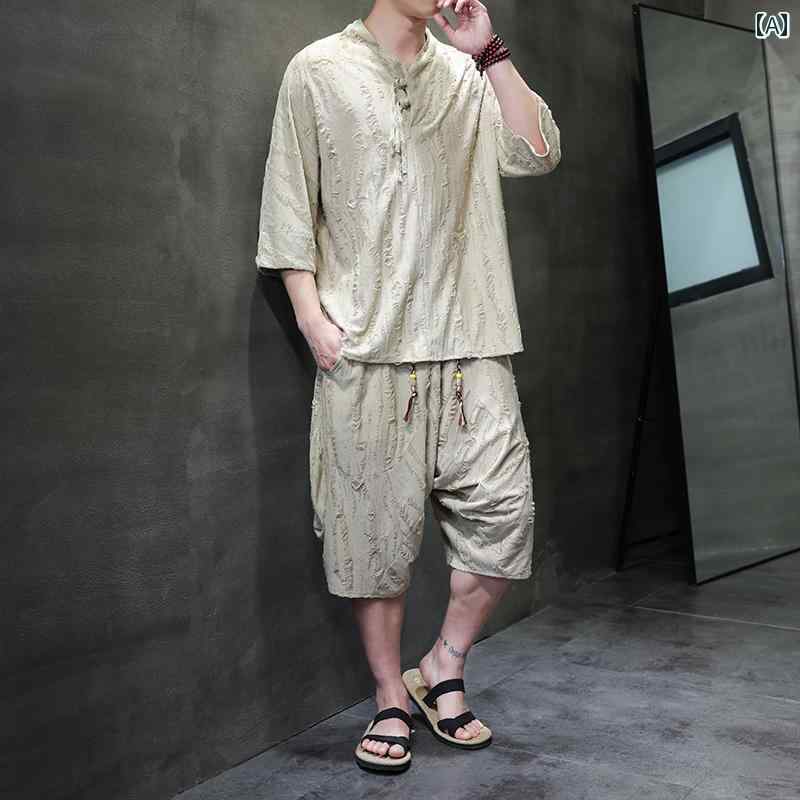 チャイナ風 唐装 レトロ メンズ 半袖 大きめサイズ アジアンスタイル ゆったり ストリートファッション おでか おしゃれ Tシャツ