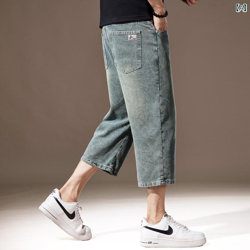 オシャレ 大きいサイズ シンプル ストリート ハイエンド 薄手 ストレ デニム パンツ 紳士服 大 ファッション かっこいい 夏 服