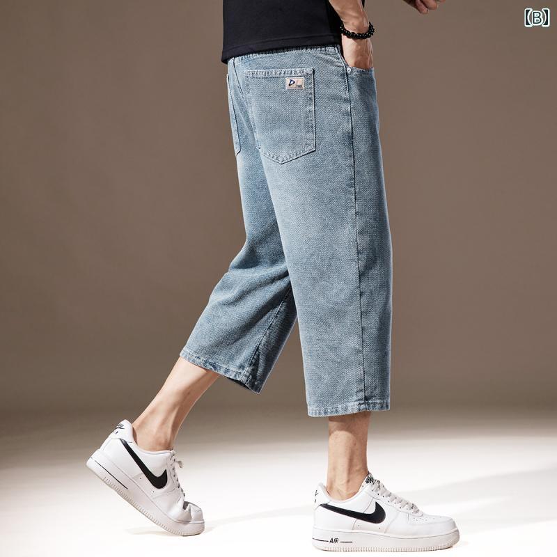 オシャレ 大きいサイズ シンプル ストリート ハイエンド 薄手 ストレ デニム パンツ 紳士服 大 ファッション かっこいい 夏 服