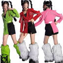 JAZZ ジャケット レッグウォーマー*2 ヒップホップ チアガー ジャズ 女の子 レッド グリーン ダンス衣装 キッズ ピンク グリーン