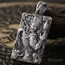 アクセサリー シルバー 彫刻 縁起物 密教 縁起物 チェーン S999シルバー ペンダントトップ 不動明王 メンズ