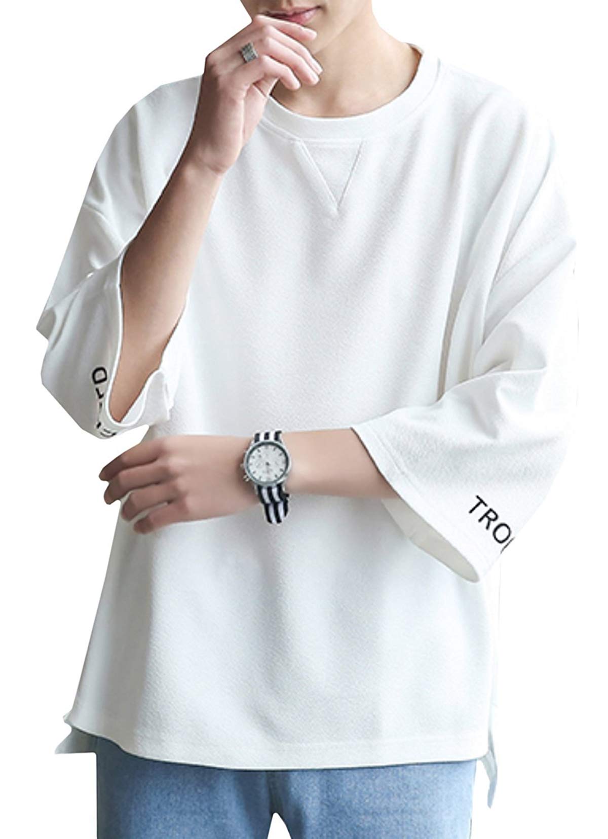 メンズ服 柔らかい メンズ メンズ 七分袖 無地 カジュアル カットソー おしゃれ メンズ 無地 軽い ス 半袖tシャツ tシャツ 夏服