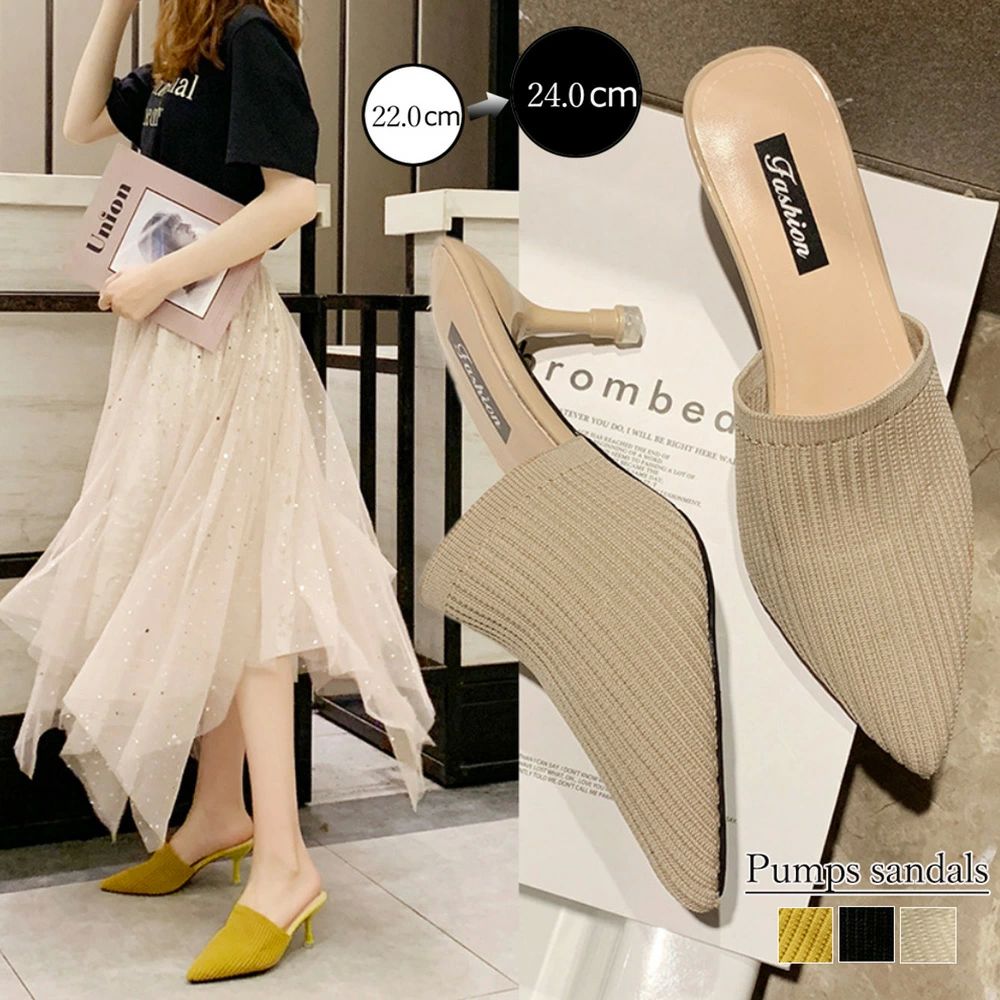 レディース ミュールパンプスサンダル ポインテッドトゥ サボサンダル 靴 レディース ミュールパンプスサンダル ヒールサンダル