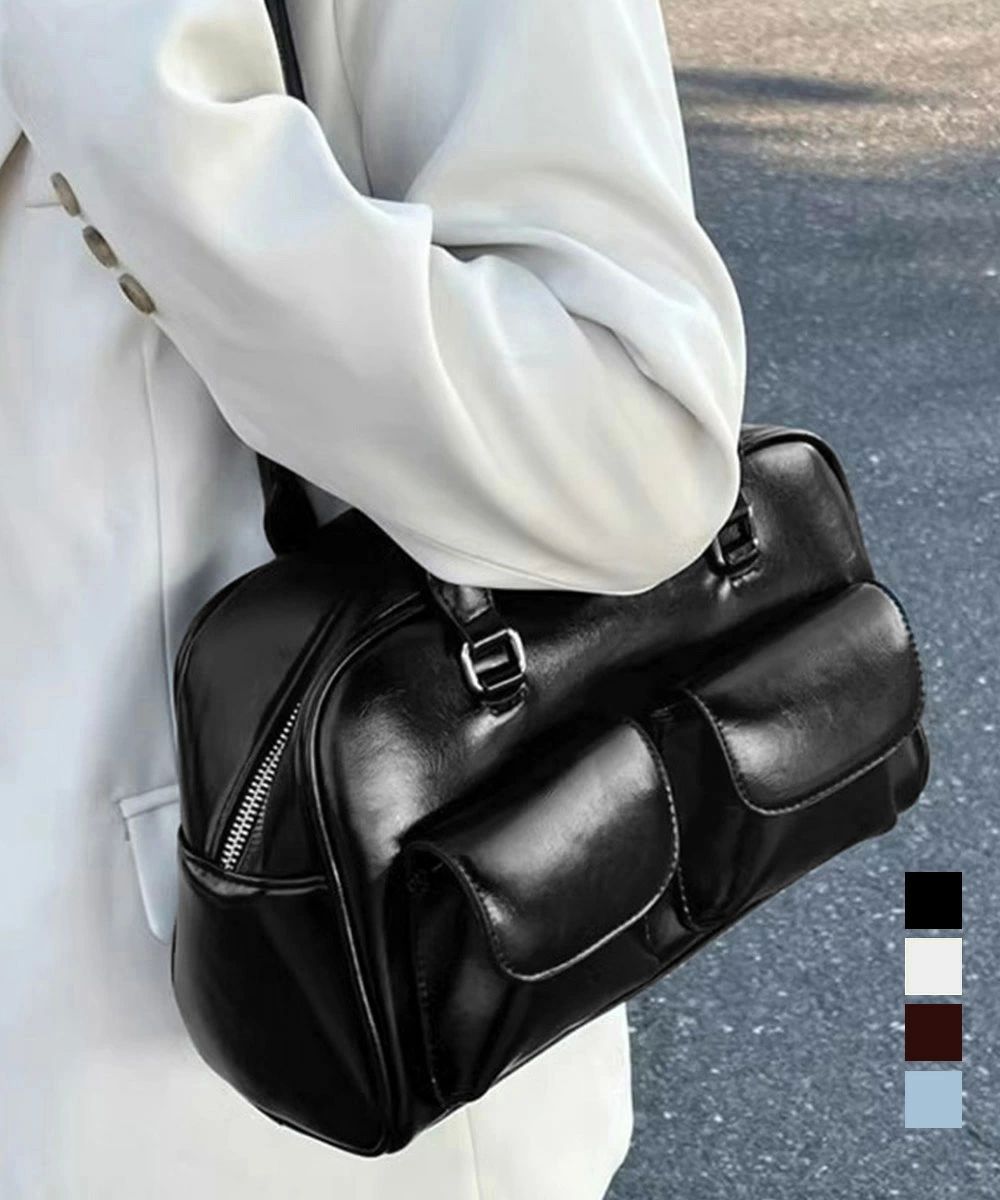 おしゃれ マチ広めハンドバッグ レディース鞄 学生カバ ファスナー付きトートバッグ ロングハンドル肩..