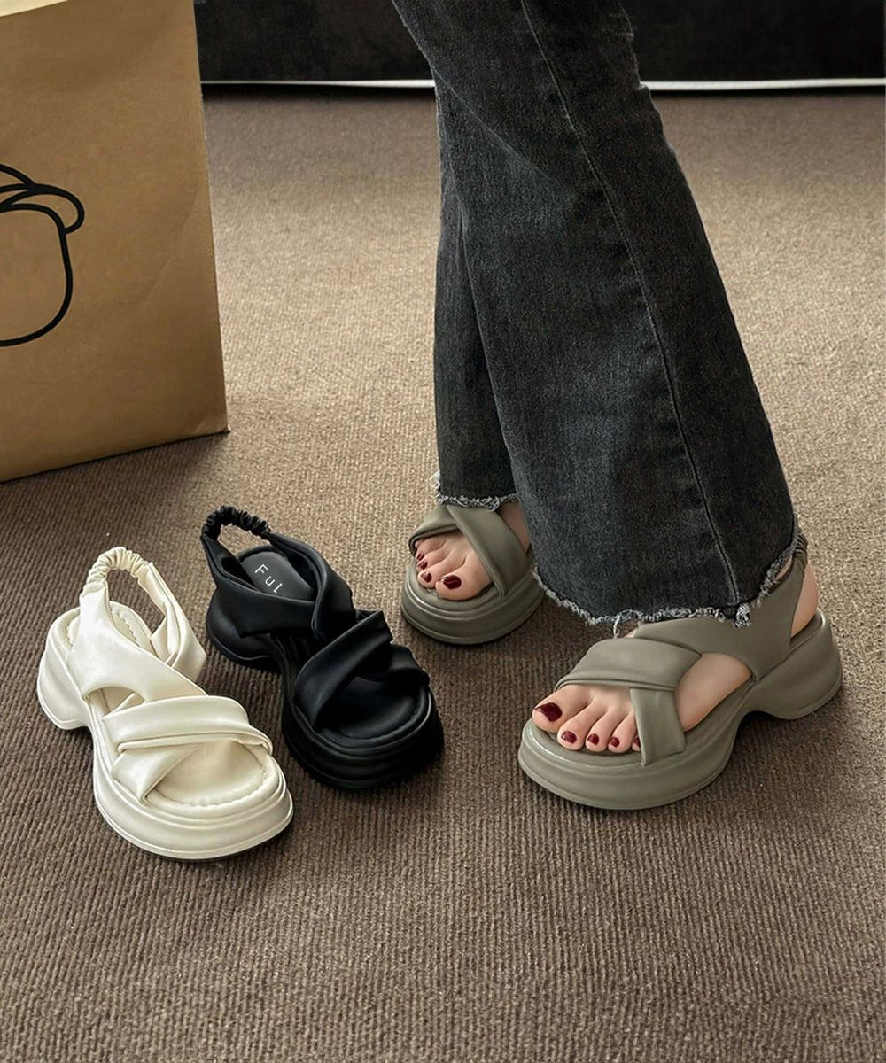 痛くな 疲れない 厚底サンダル レディース ボリュームソール コンフォート クロスベルト レディース サ..