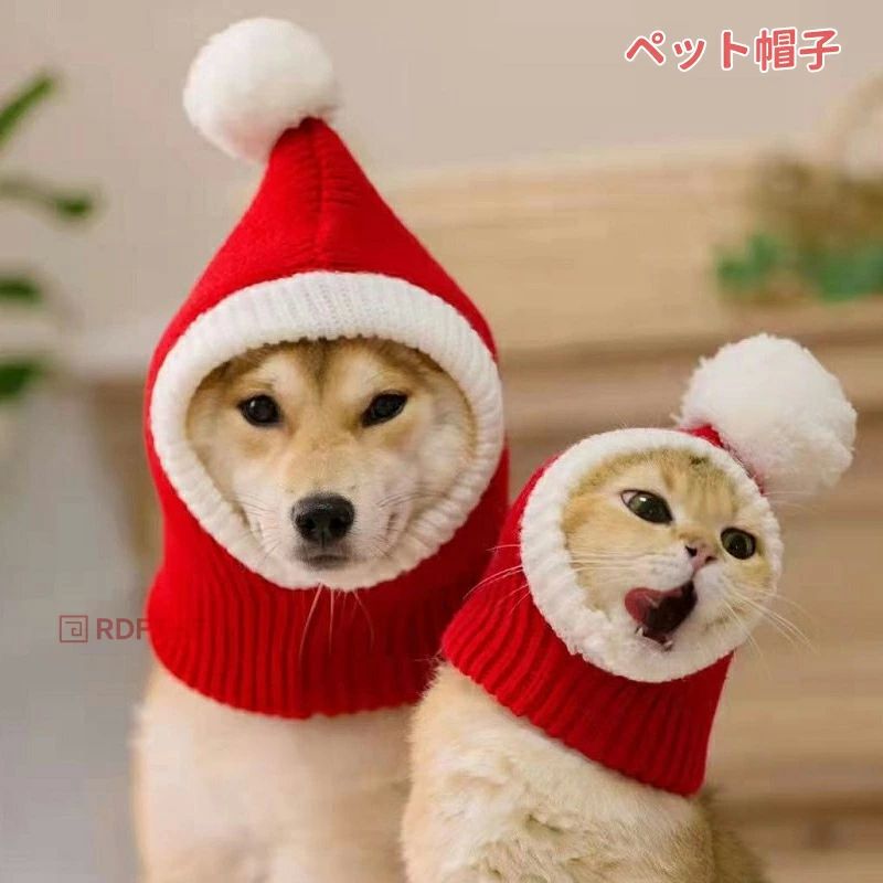 サンタ ペット帽子 コスプレ コスプレ ニット帽子 猫 サンタクロース 犬 秋 犬猫用 クリスマス 被り物 サンタ帽子 ニット ペット