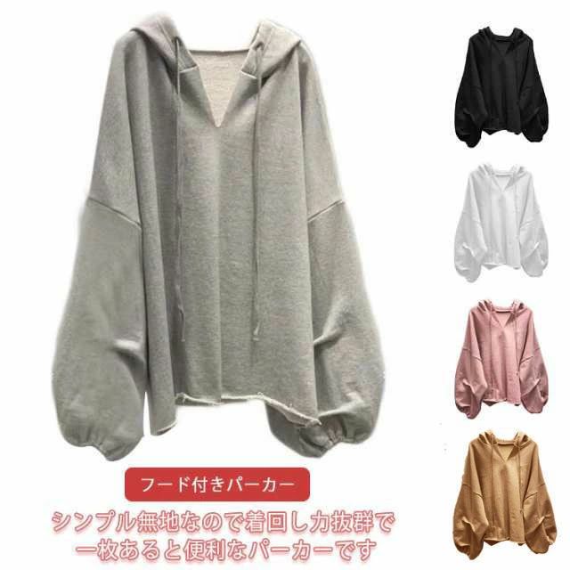 レ tシャツ カジュアル BIGシルエット フード付き 春 Vネック トップス 薄手 パーカー トップス レディース フード付きパーカー