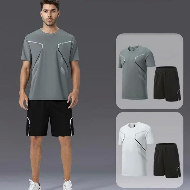 ランニングウェ 薄手 セットアップ メンズ ジャージ 夏服 ショートパンツ Tシャツ 夏 スポーツウェア セットアップ 半袖 メンズ 2