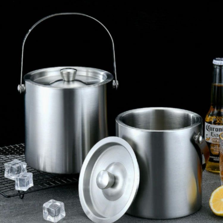 持ち 業務用 家庭用 プロ仕様 蓋＋トング付き 大容量 二重構造 氷入れ ステンレス アイスバケット 溶けない アイスペール 3L 2L
