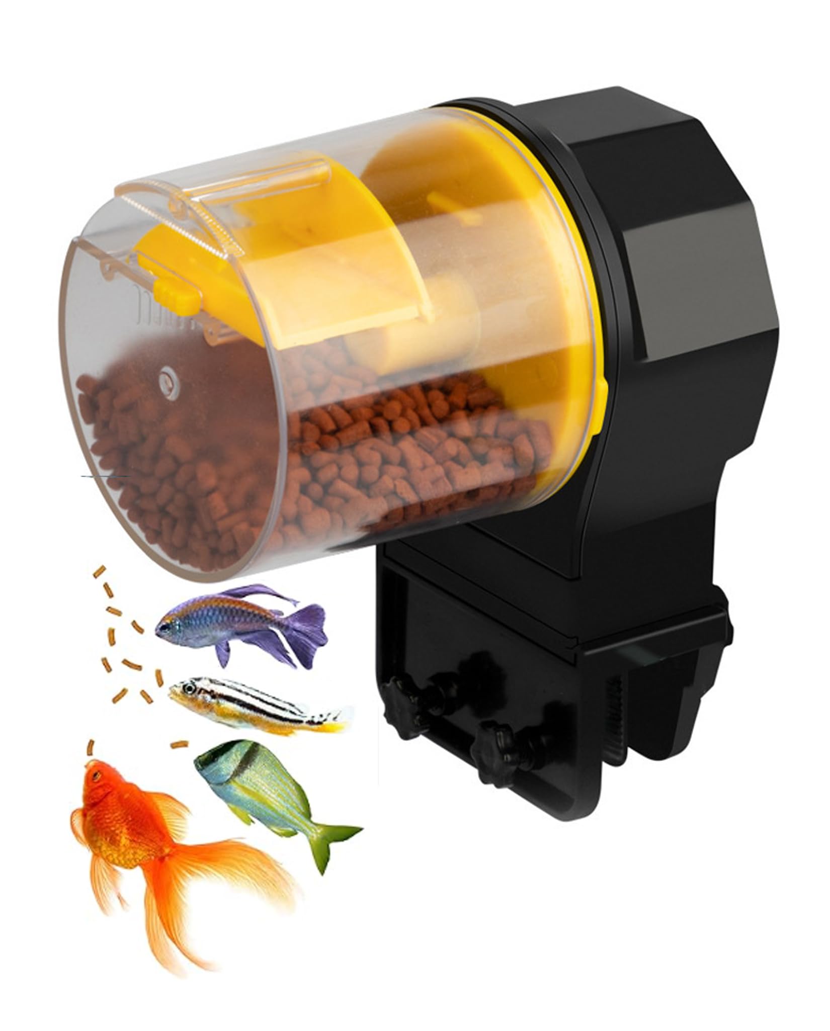 オートフィーダー 静音 メダカ亀 水槽カメ 餌やり機: 金魚 猫自動餌遣り器 自動給餌器 魚 熱帯魚 配給量調節可能自動給餌器 水槽