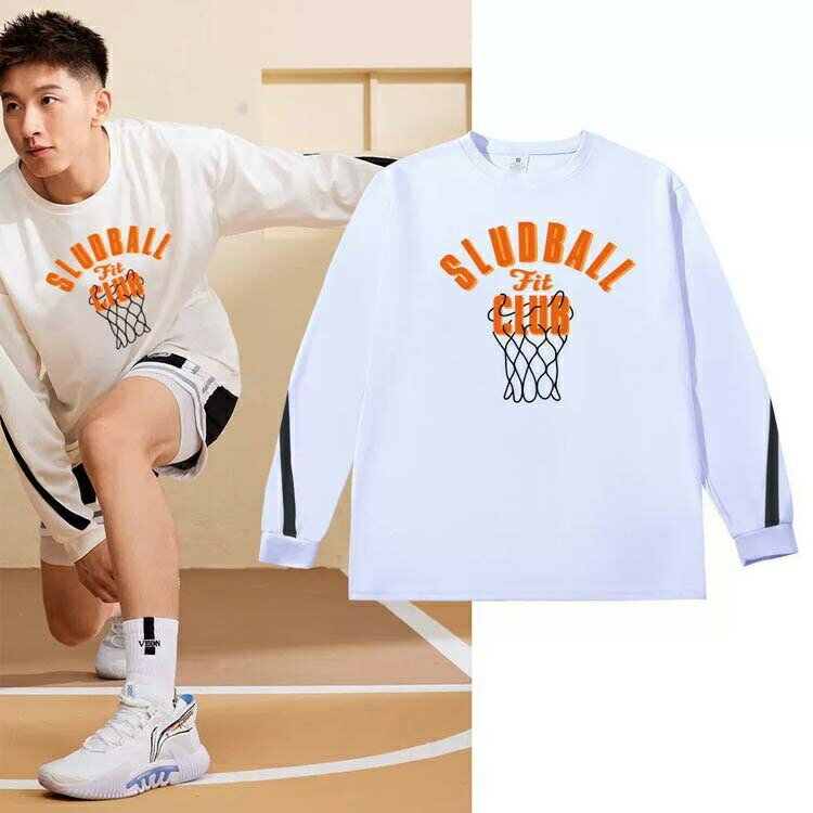 バスケ ロンT メンズ 吸汗速乾 長袖 練習着 ドライ Tシャツ ライン入り オシャレ ...