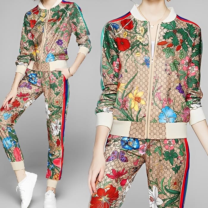 ルームウエア セットアップ スポーツ 花柄 きれいめ 上品 30代 春秋 2ピース お出かけ 長袖 カジュアル..