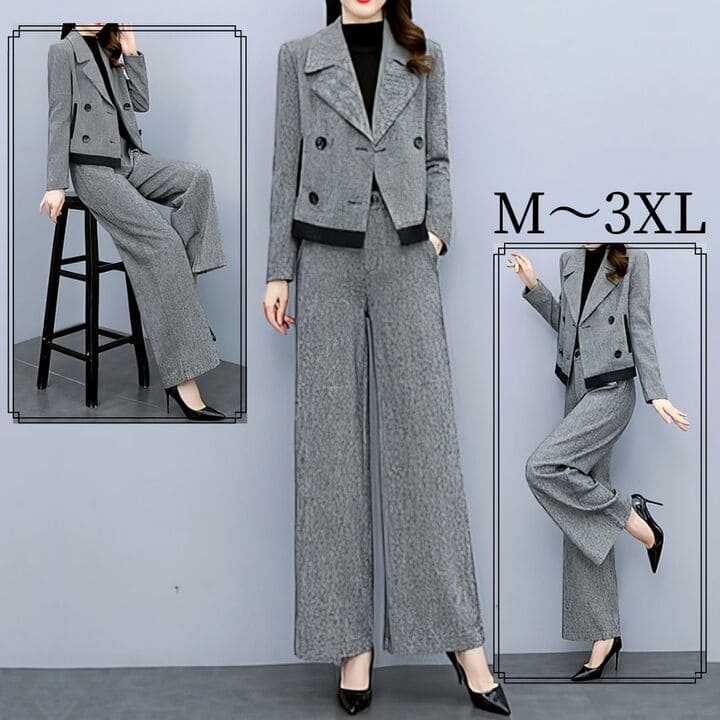セットアップ 美脚 フォーマル ワイドパンツ ビジネス カジュアル 入学式 13743 レディース スーツ ショートジャケット 卒業式