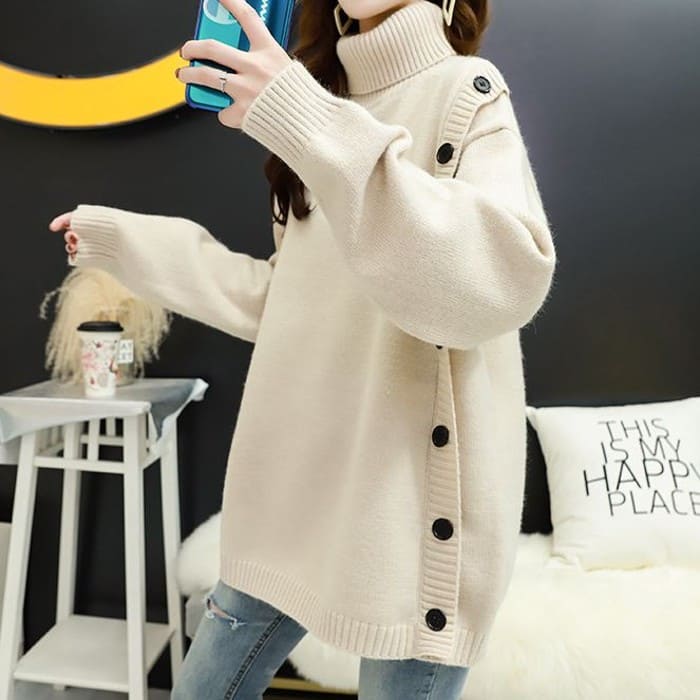 チュニック 30代 ロング プルオーバー シニア セーター 60代 おしゃれ タートルネック レディース 40代 50代 体型カバー ニット(4.0)