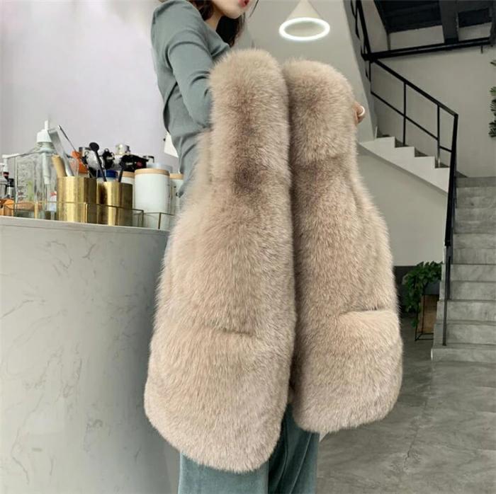 乐天商城 - トップ ファー ベスト 無地 フェイクファーベスト ノースリーブ ジャケット 体型カバー レディース おしゃれ アウター ふわふわ