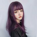 パープル ロリータ風 ウィッグ コスプレ 前髪 レディース ウィッグ 耐熱 日常可 かつら 紫髪 コスチュ ハロウィン つけ毛 原宿風