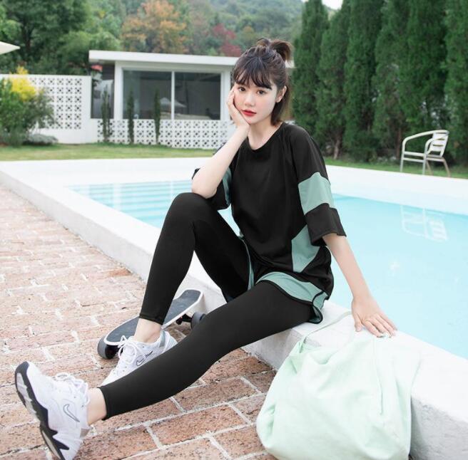 送料無料 保守 水陸両用 大きいサイズ レディース 海の日 ポッ 水着 露出控えめ 体型カバー 日焼け防止 新着 着痩せ 3点セット